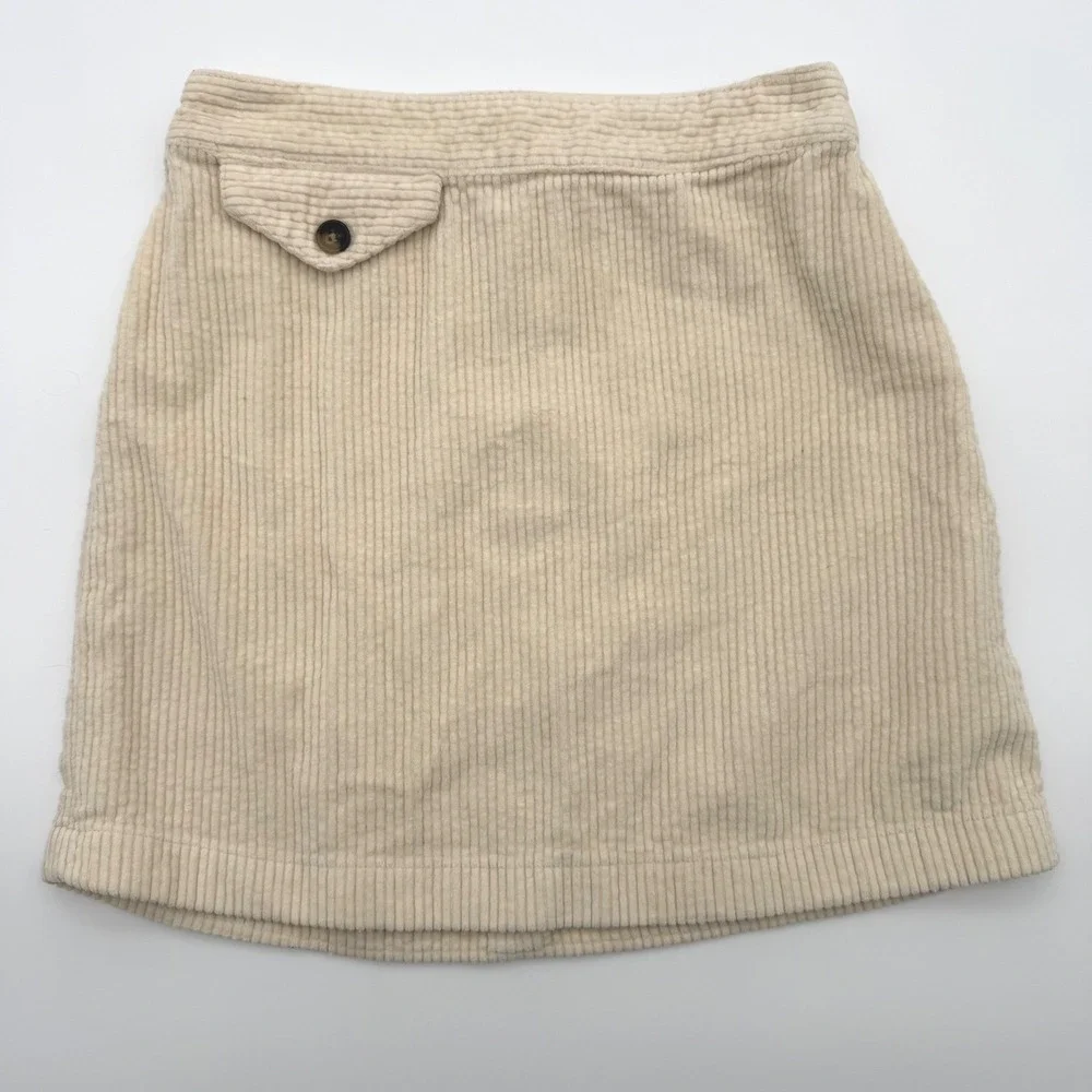Urban Outfitters‎ Cream Corduroy Mini Skirt Off White A-Line Size XS